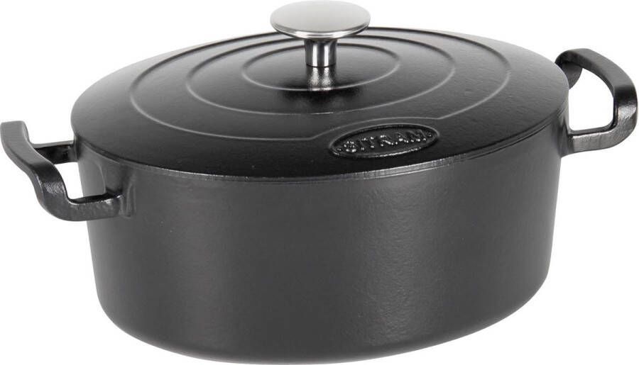 Braadpan ovaal gietijzer zwart 4 l