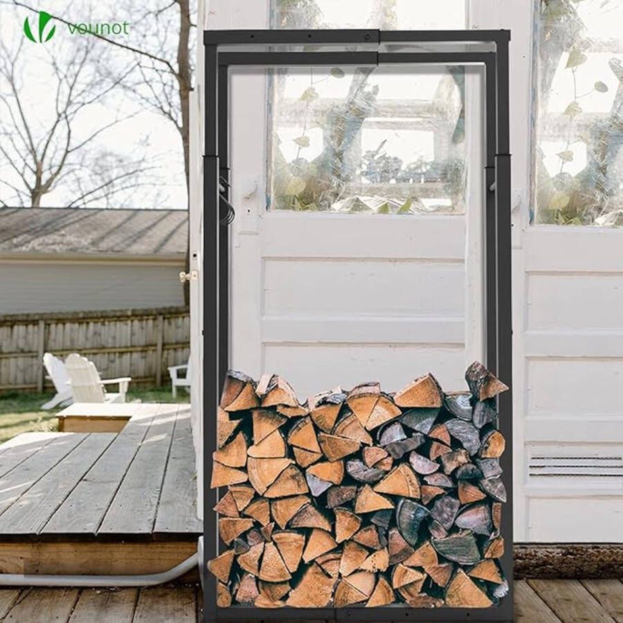 Brandhoutrek Firewood Rack Metal Firewood Rack for Indoor and Outdoor 25D x 65W x 150H centimetres