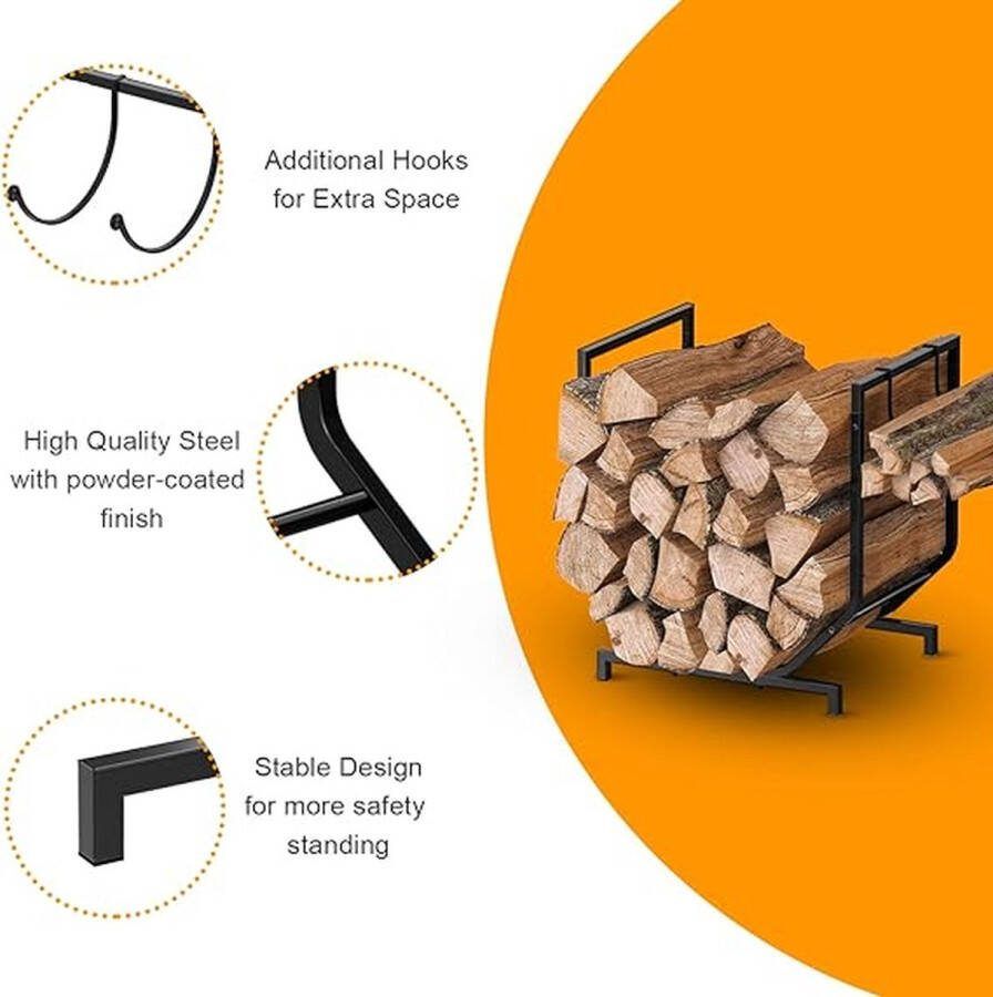 Brandhoutrek Firewood Rack Metal Firewood Rack for Indoor and Outdoor