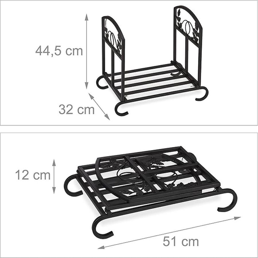 Brandhoutrek Firewood Rack Metal Firewood Rack for Indoor and Outdoor 44.5 x 51 x 32 cm