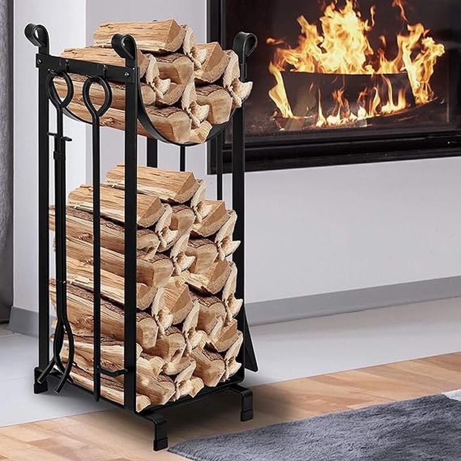Brandhoutrek Firewood Rack Metal Firewood Rack for Indoor and Outdoor 78x29x35.8cm