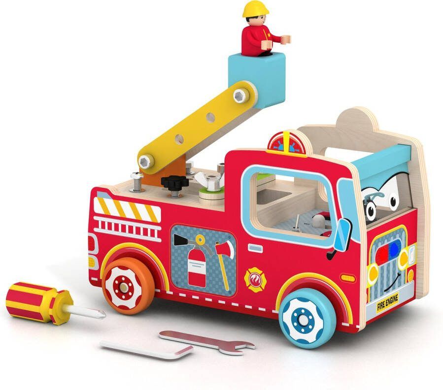 Brandweerauto met geluid Educatief speelgoed peuter speelgoed Houten speelgoed