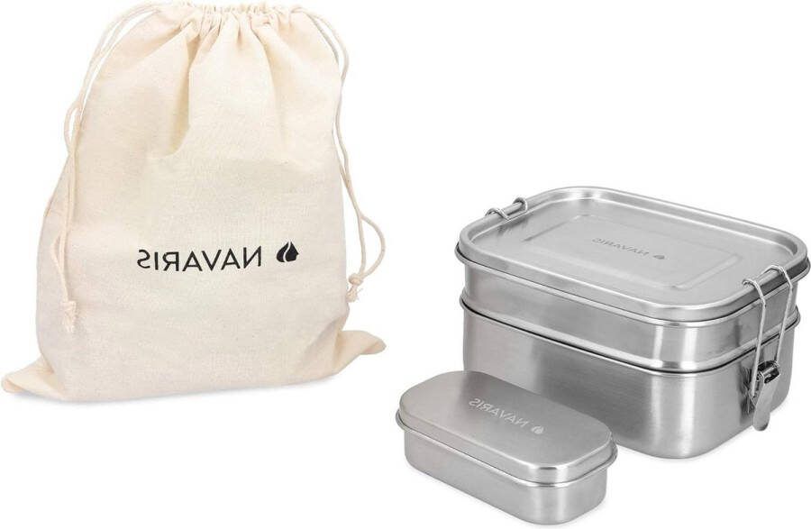 Bread bin 3-pieces set stainless steel Meal prep container Food container Double lunch box Dishwasher safe