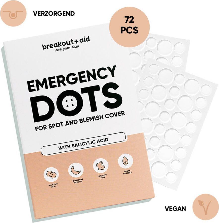 Breakout+Aid Emergency Pimple Patch met Salicylzuur 72 Stuks Puisten en Acne Patch Pimple Patches Puisten Verwijderaar