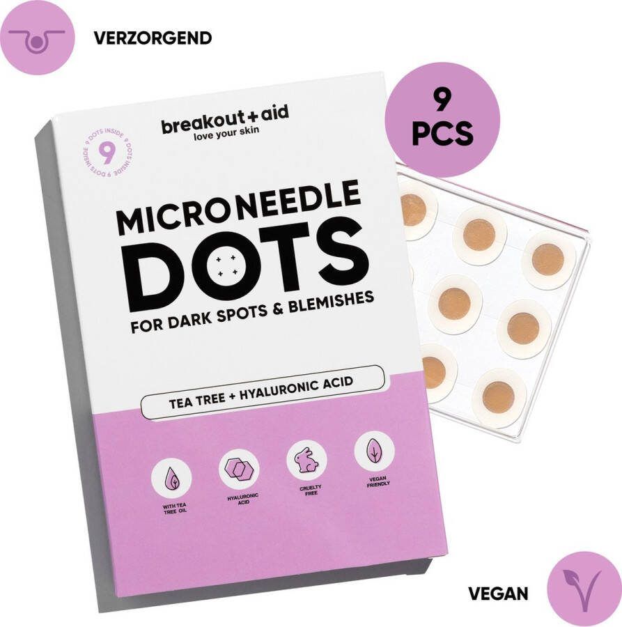 Breakout+aid Micronaalden Patch voor Pigmentvlekken en Onzuiverheden Gezichtsmasker Pimple Patches 9 Stuks