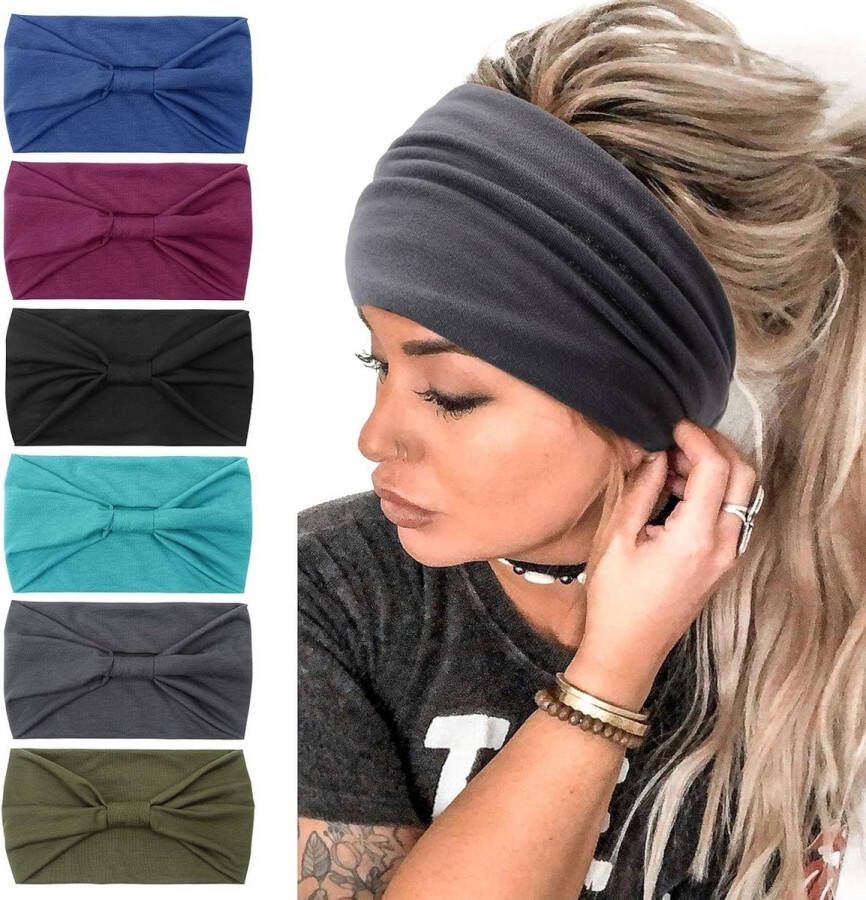 Brede boho-knoop hoofdband voor dames Meerkleurige haarband voor yoga en sport
