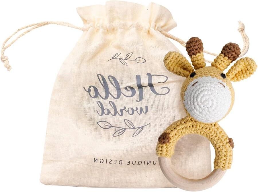 Brei Baby rammelaar houten bijtring baby kinderziektes speelgoed houten kauwspeelgoed Montessori stijl gehaakte bijtring dier handgemaakt speelgoed voor zuigelingen baby's