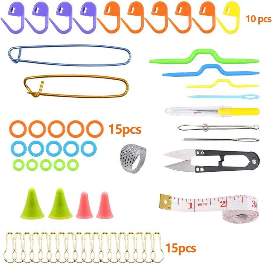 Breien Kit 56Pcs Breien en Haak Accessoires Breien Gereedschap Accessoires Naalden Stitch Houders Markers Breien Naalden Set Stitch Unpicker Haak Kits met case voor Beginners Volwassenen