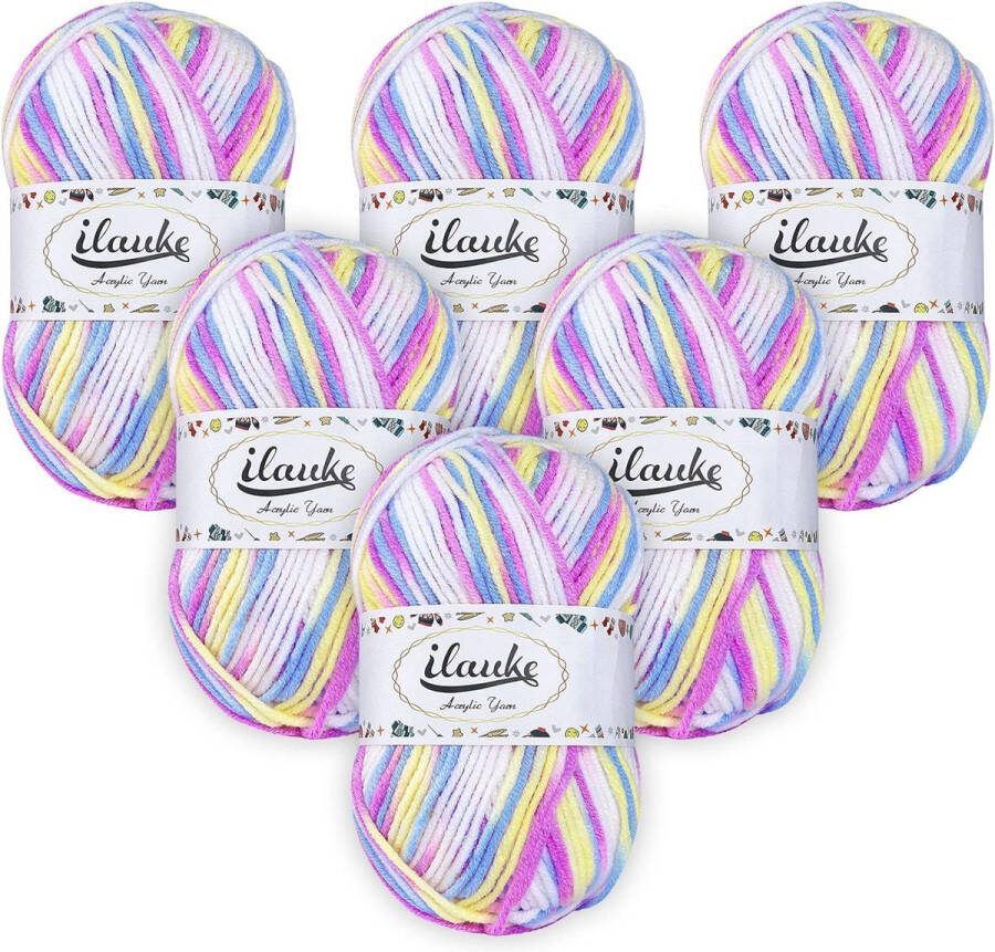 Breien wol garen 6 x 50 g kleurrijke wol voor breien acryl haakgaren dubbele breien wol voor haken weven doe-het-zelf knutselprojecten