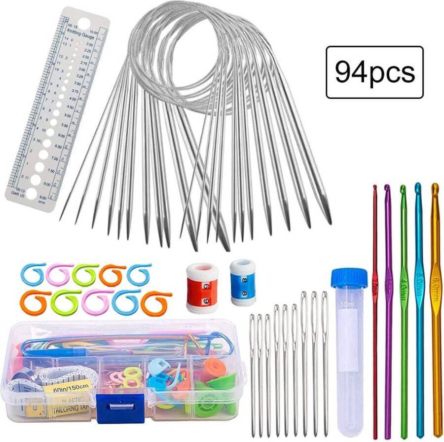 Breinaalden set 11 stuks 80 cm breinaalden set rondbreinaalden breinaalden haaknaalden set ronde breinaalden van roestvrij staal ronde breinaalden set met breien accessoires