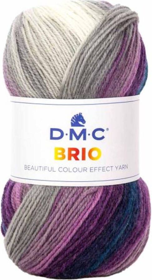 Breipakket omslagdoek DMC- 200cm x 60cm-grijs+paars-407