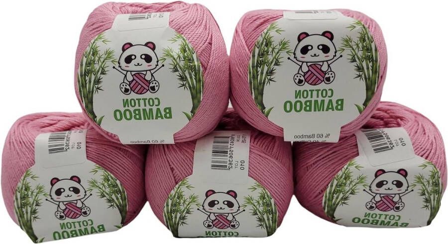 Breiwol 500 gram Cotton Bamboo Effen Roze 40% Katoen 60% Bamboe