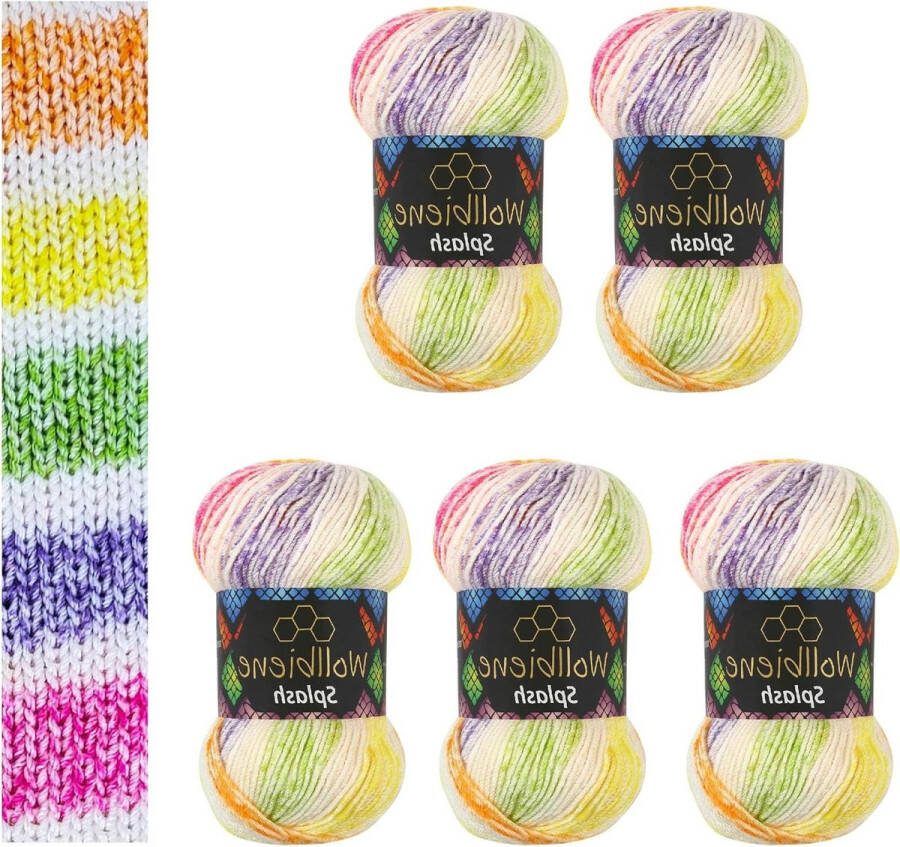 Breiwol Splash 5 x 100 g 500 gram met kleurverloop meerkleurig anti-pilling kleur 7000
