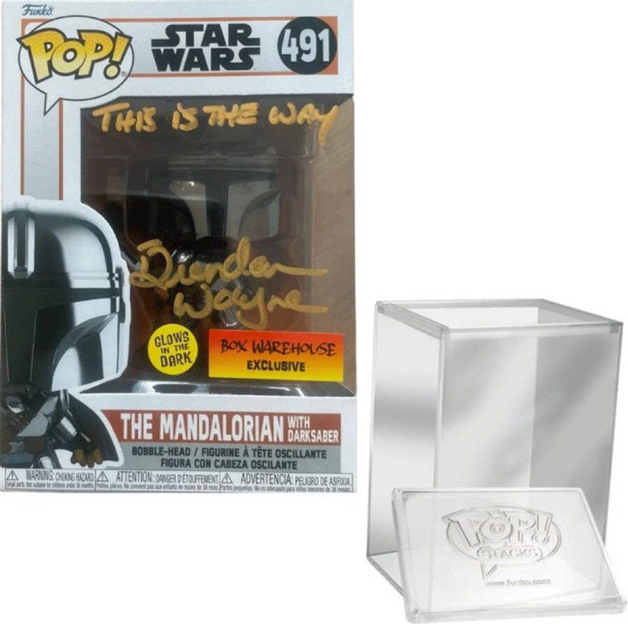 Brendan Wayne Signed Funko Pop! Star Wars The Mandalorian #491 W Quote ''This is the Way'' GITD Box warehouse exclusive