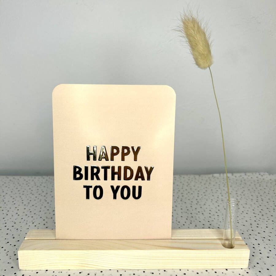 Brievenbus Cadeautje Happy Birthday To You Droogbloem Kaart Houder Met Vaasje