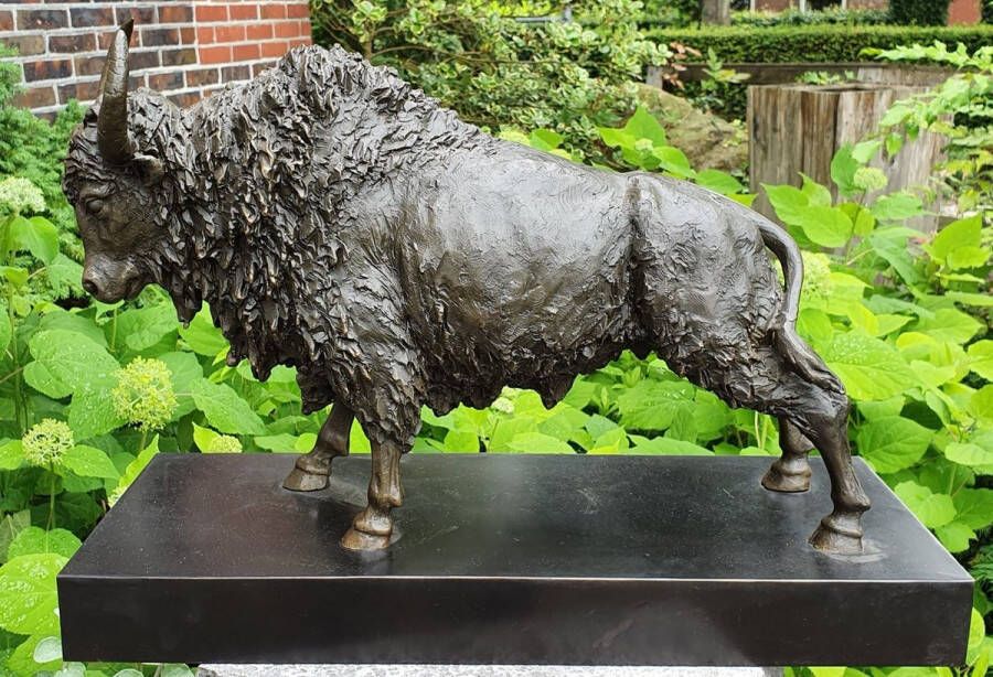 Bronzen beeld BIZON wild dier bronzen tuinbeeld
