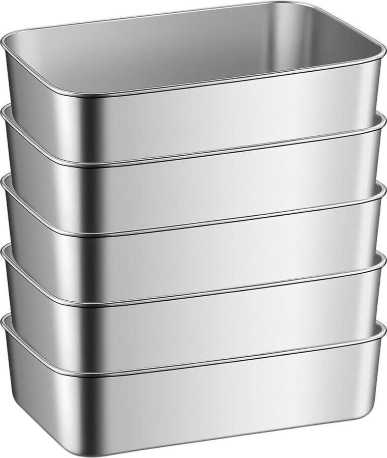 Broodbakvorm 5 stuks van roestvrij staal rechthoekig perfect voor brood en cake vaatwasmachinebestendig gezond 23 x 6 cm