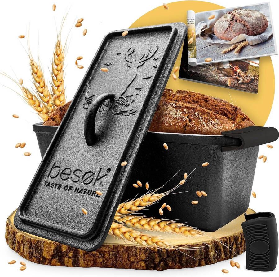 Broodbakvorm met deksel incl. receptenboekje 28 cm gietijzeren bakvorm brood bakken accessoires bakvorm brood toastbrood bakvorm broodvorm vierkant
