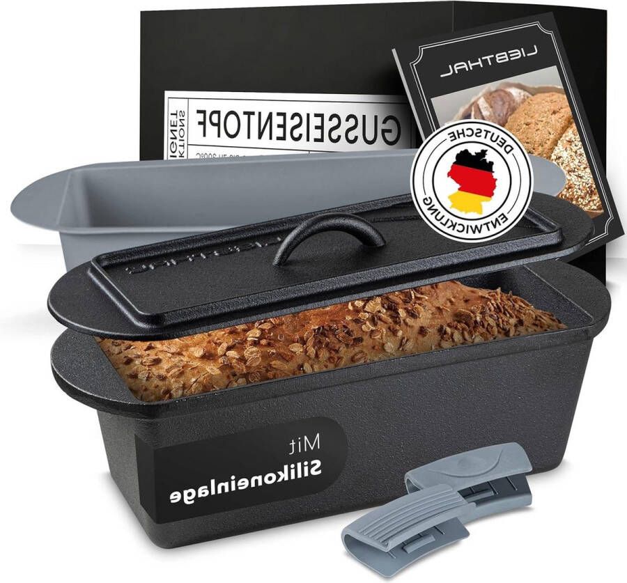 Broodbakvorm met deksel siliconen inleg antiaanbaklaag gietijzeren pan 3 5 liter braden bakken smoren
