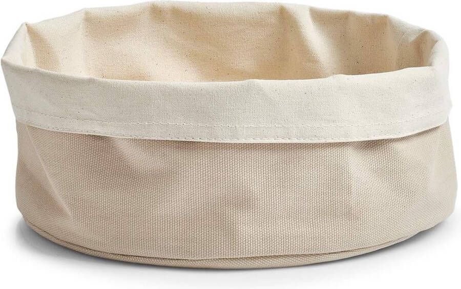 Broodmand rond katoen 25 x 13 cm grijs crème