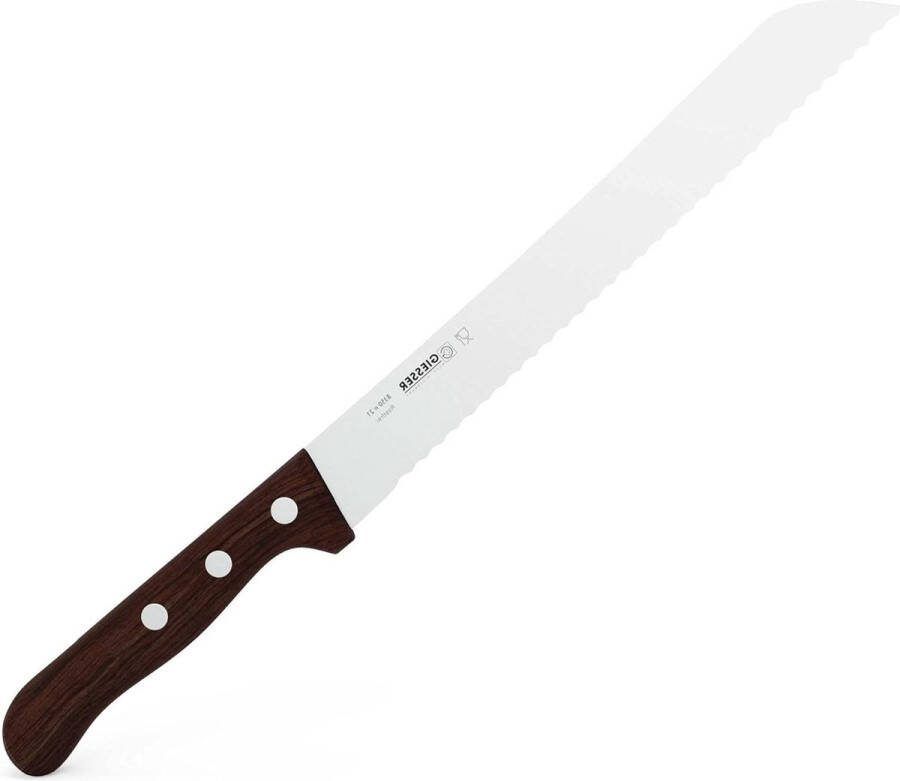 Broodmes 21 cm gekarteld met houten handvat antislip kotibe roestvrij Made in Germany 8350 W 21