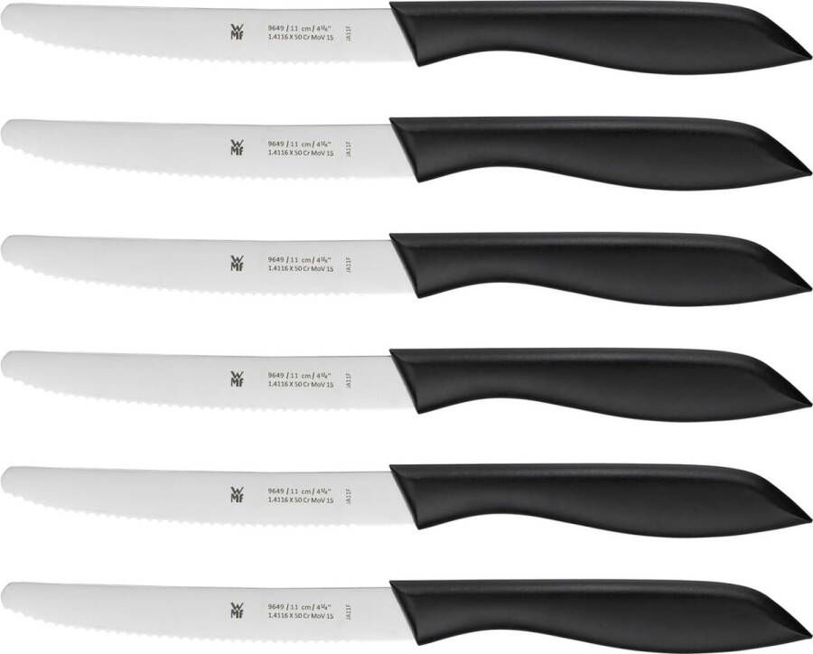 Broodmes Classic Line Broodmes Set 6-delig Vespermes met dubbele karteling speciaal gehard staal kunststof handvat 23 cm zwart