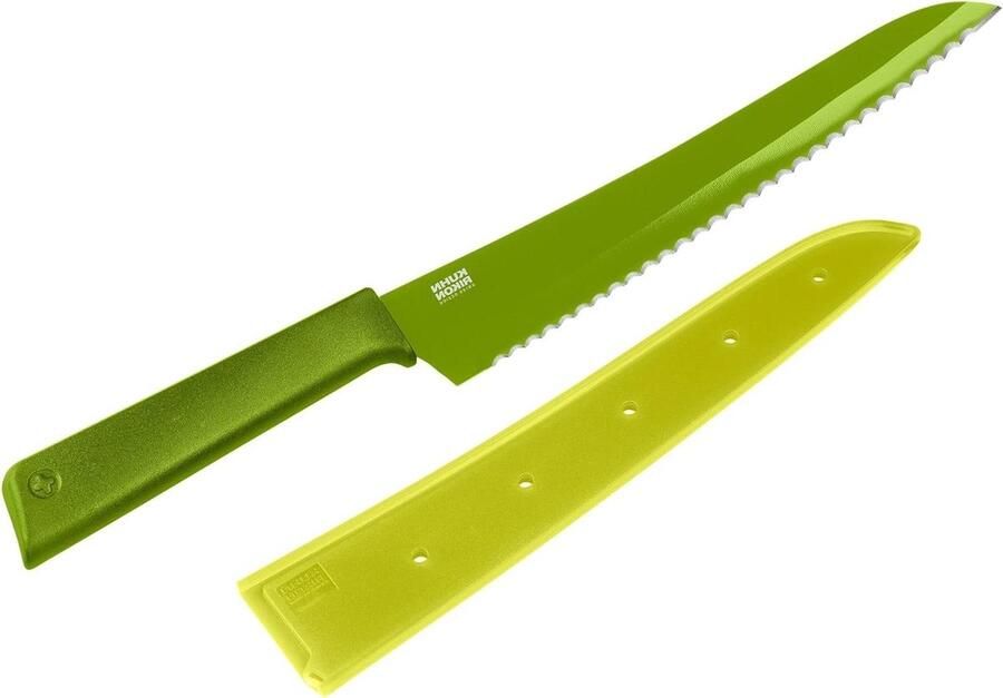 Broodmes gekarteld lemmet met lemmetbescherming anti-aanbaklaag roestvrij staal 325 cm groen COLORI+