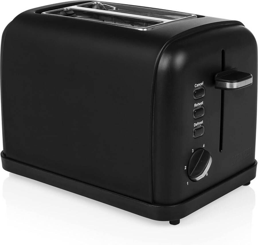 Broodrooster 142396 5 Bruiningsniveaus Toaster met Verwarmfunctie Ontdooitfunctie RVS Zwart 1500 Watt
