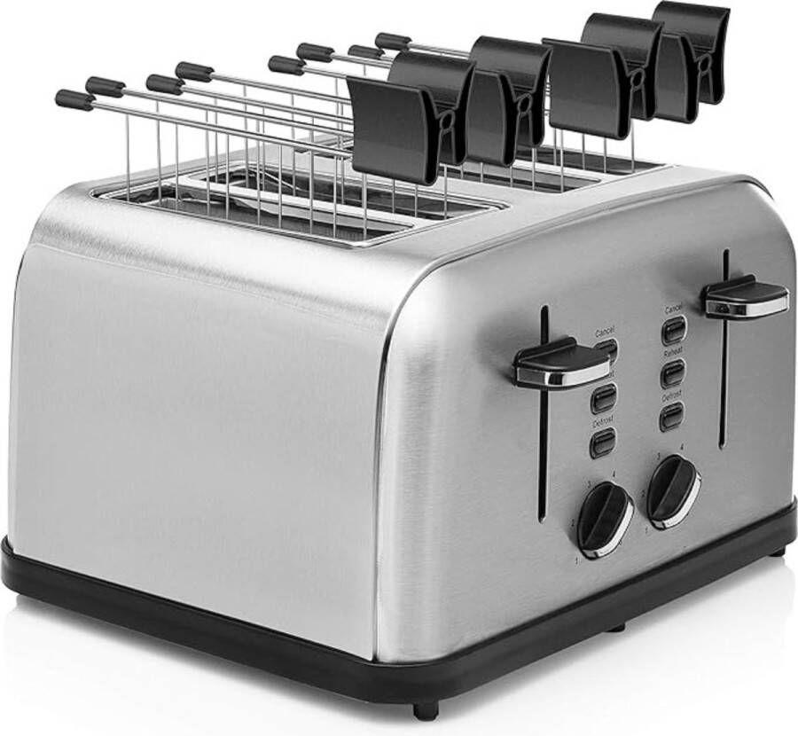 Broodrooster met tostiklemmen Broodrooster tosti Broodrooster tostiapparaat Tostiklemmen 4 sleuven