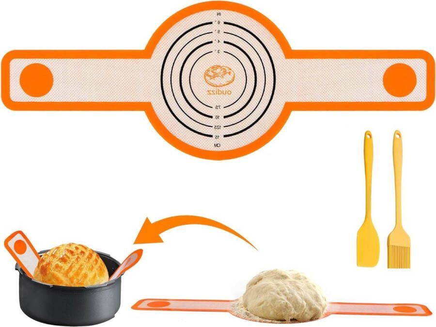 Broodsling van siliconen bakmat en spatel set herbruikbare broodbakaccessoires met Nederlandse ovenvoering geel