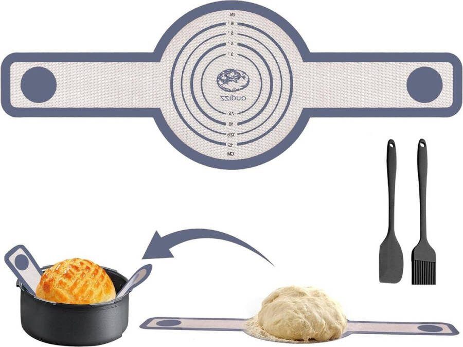 Broodslinger van siliconen bakmat en spatel set herbruikbare broodbakaccessoires voor Nederlandse oven grijs