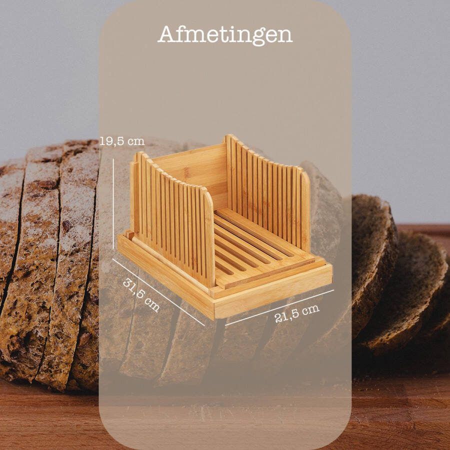 Broodsnijder Bamboe Broodsnijplank Hulpmiddel Broodsnijder handmatig Broodplank bamboe hout Met opvangbak Met kruimelopvang Zelf brood bakken Rechte plakken Verschillende diktes van snee en plakken Duurzame Keukenaccessoire