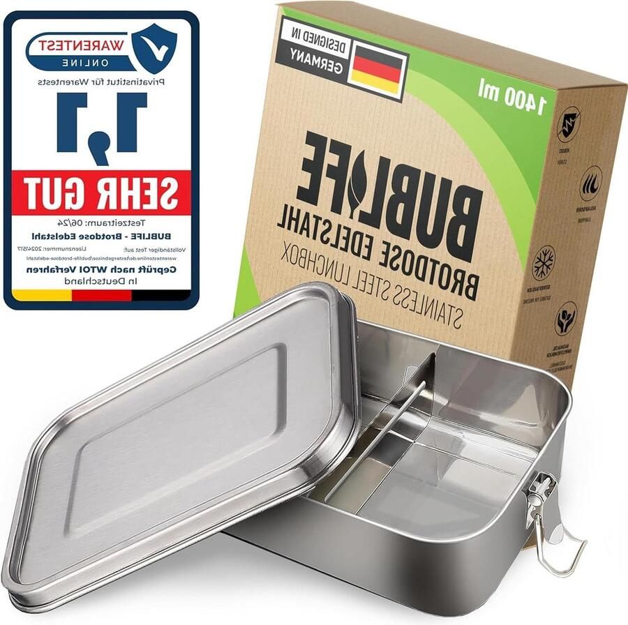 Broodtrommel 1400ml lunchbox voor kinderen met vakken bento box snackbox voor kinderen lunchbox voor volwassenen roestvrijstalen met vakken