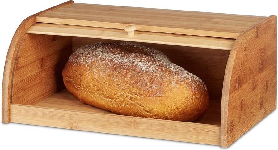 Broodtrommel bamboe HBD 165 x 40 x 275 cm rolluik aroma behoud brood gebak natuur