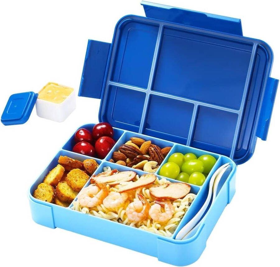 Broodtrommel Bento box met vakken 1300 ml BPA-vrij lekvrij voor volwassenen meisjes jongens magnetron-vaatwasmachinebestendig