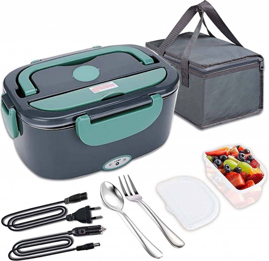 Broodtrommel Elektrische Lunchbox broodtrommel lunchbox volwassenen rvs lunchbox Verschillende Compartimenten 220V+12V Verwarming Container- Waterloze verwarming3in1 boterhamdoos lunchbox volwassenen
