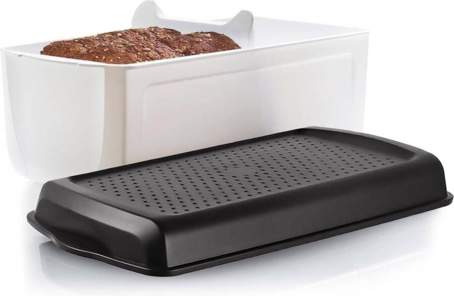 Broodtrommel incl. praktische boxverdeler BPA-vrij stijlvolle broodtrommel met deksel lang bewaren en vers houden 32 x 16 x 15 cm