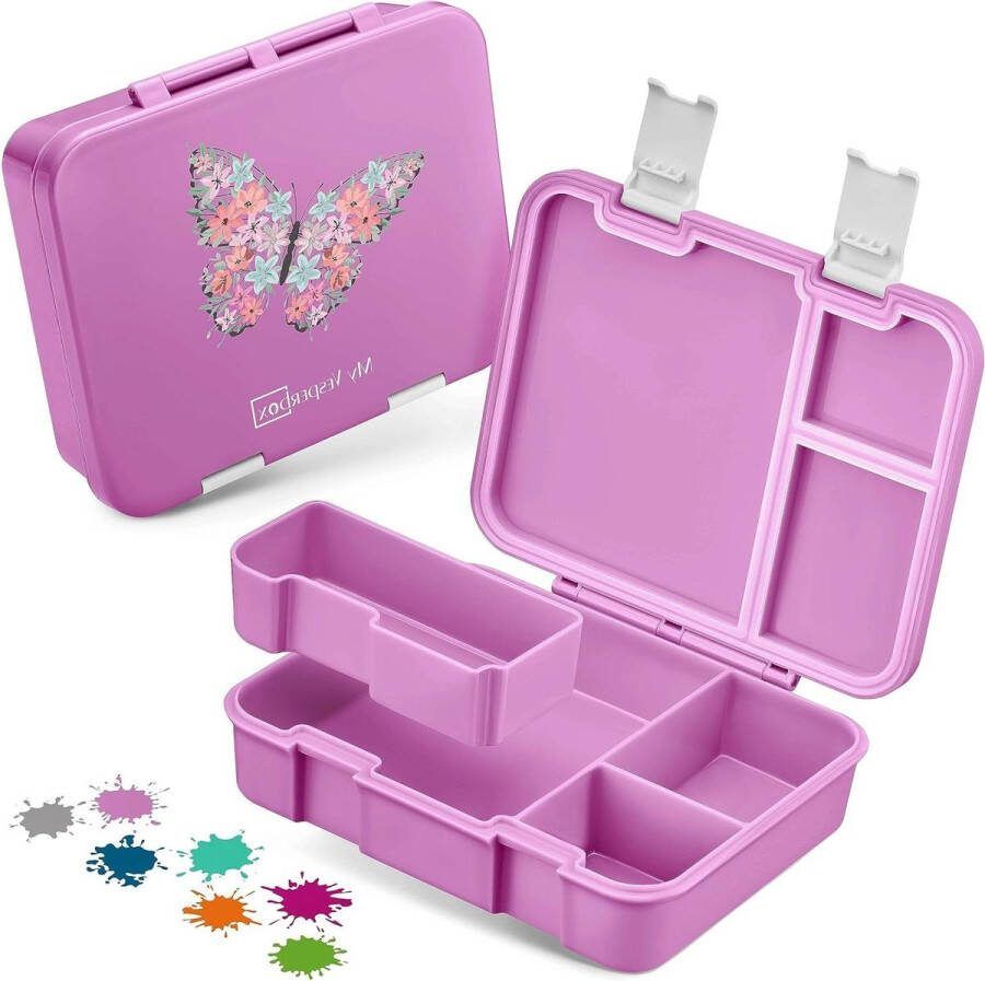 Broodtrommel Jin Bento Box lunchbox voor kinderen extreem sterke ideaal voor kinderopvang roze vlinder