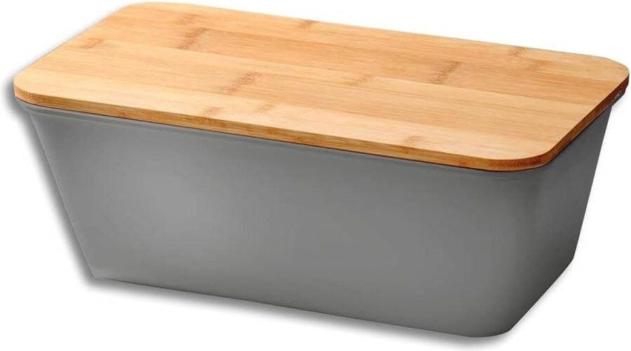 Broodtrommel Kunststof Bamboe Grijs Bruin 35-x-135-x-20-cm 58491
