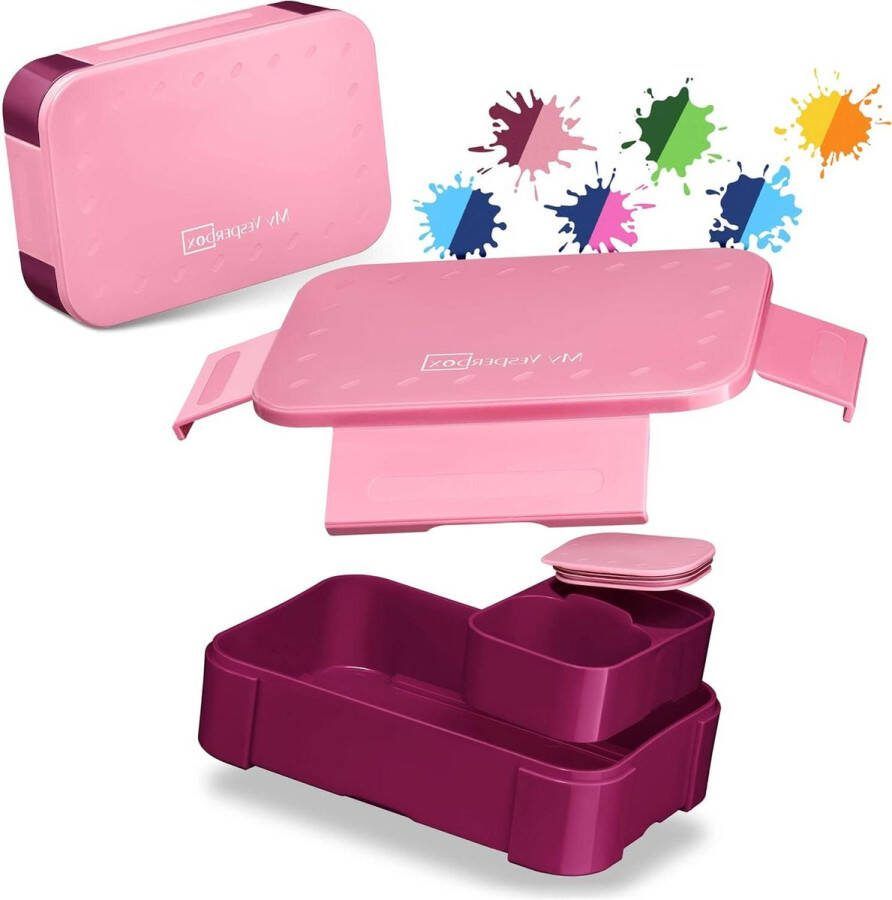 Broodtrommel Lite Bento Box lunchbox extreem sterk roze-paars voor kinderen