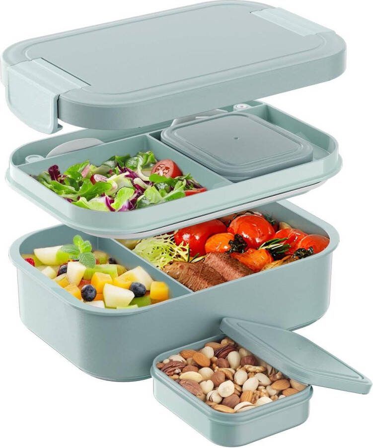 Broodtrommel Lunchbox volwassenen groen grote capaciteit