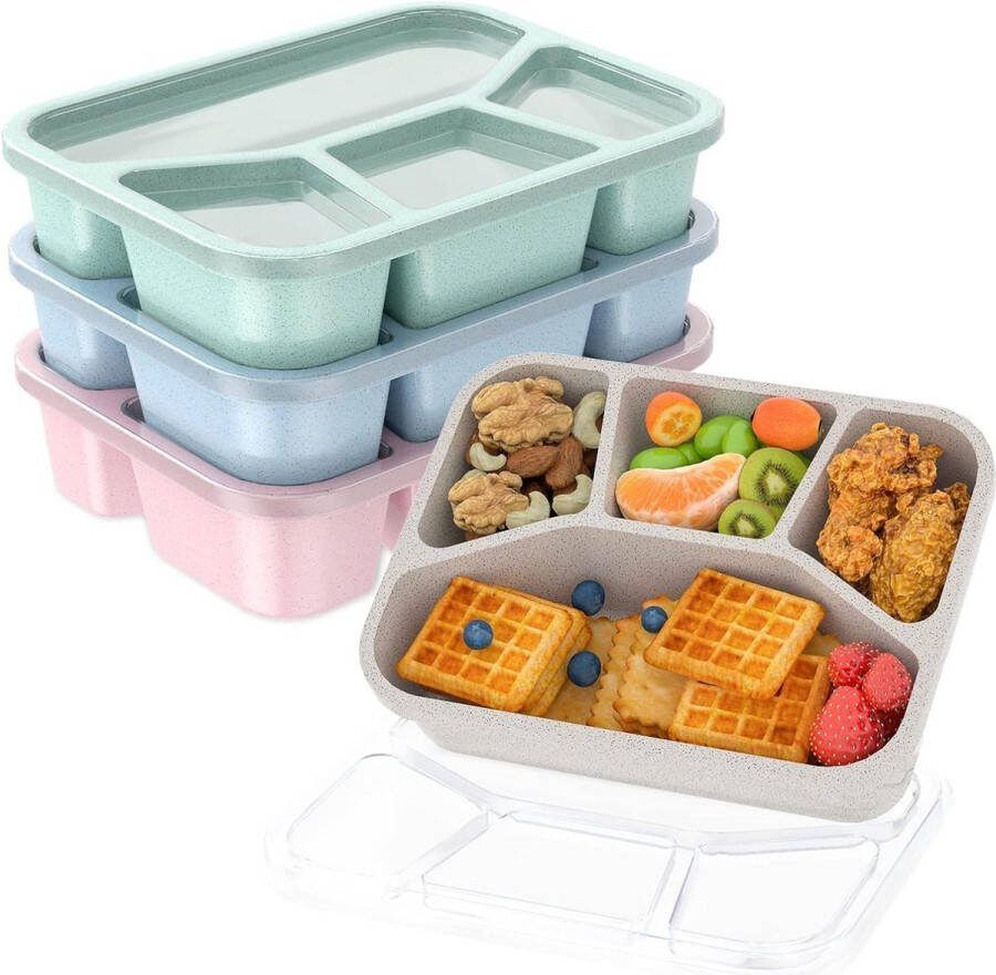 Broodtrommel lunchbox voor volwassenen bentobox met vakken 4 stuks lunchbox broodtrommel ontbijtbox boterham snackbox broodtrommel ontbijt