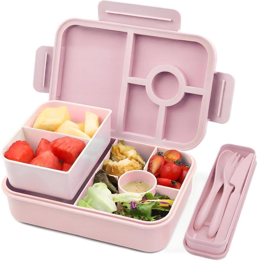 Broodtrommel met 5 vakken 1300 ml lekvrije lunchbox voor kinderen bento box met bestekset