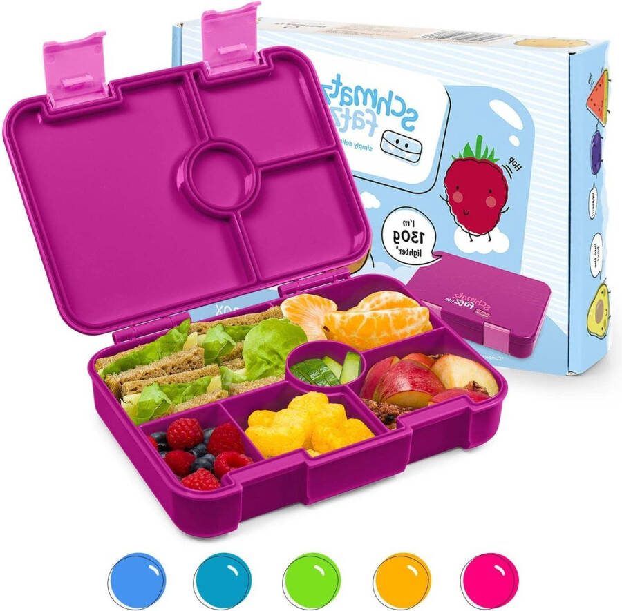 Broodtrommel met vakken voor kinderen BPA-vrije lunchbox Bento Box voor meisjes en jongens snackbox voor school en uitstapjes paars