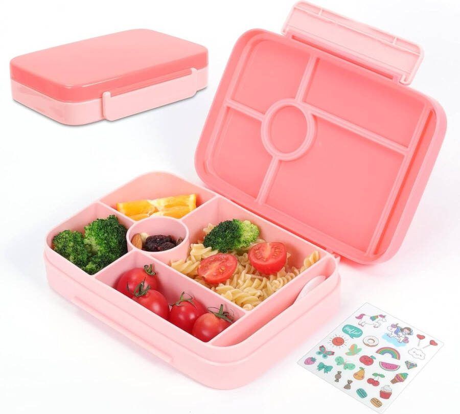 Broodtrommel voor kinderen lunchbox met vakken lekvrij Bento Box (roze)