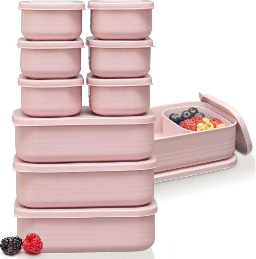 Broodtrommels lchboxset 1 x 900 ml + 2 x 280 ml broodtrommel met vakken voor kinderen en volwassenen te gebruiken als boterbroodtrommel broodtrommel (roze 3 x 900 ml 6 x 280 ml)