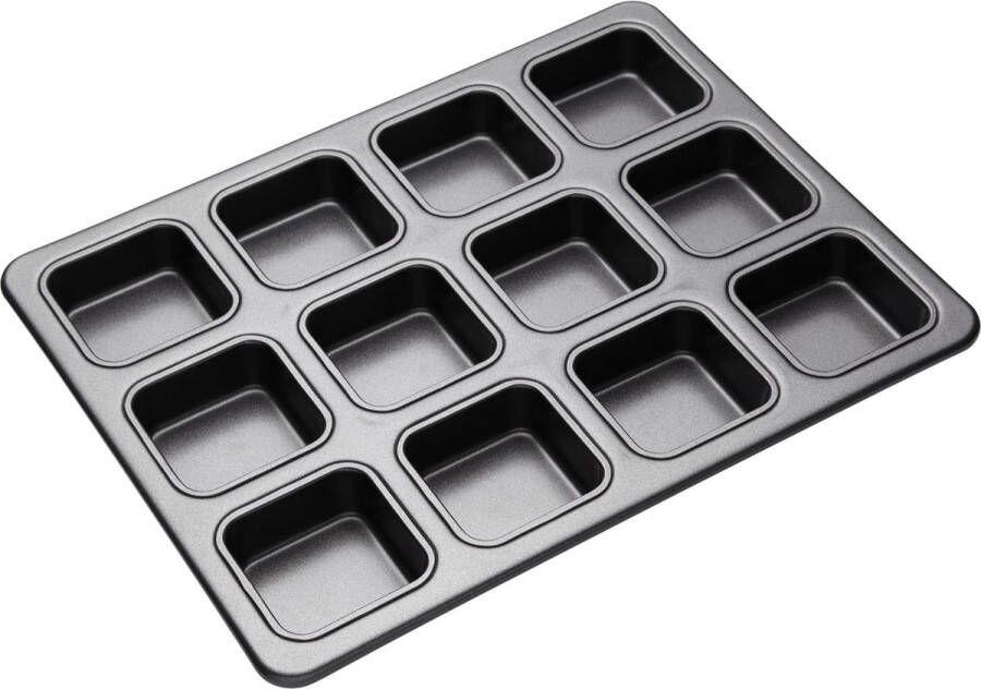 Brownie bakvorm cakevormen met putjes voor 12 brownies taartplaat voor chocoladecake karbonenstaal grijs 26 x 34 x 3 cm