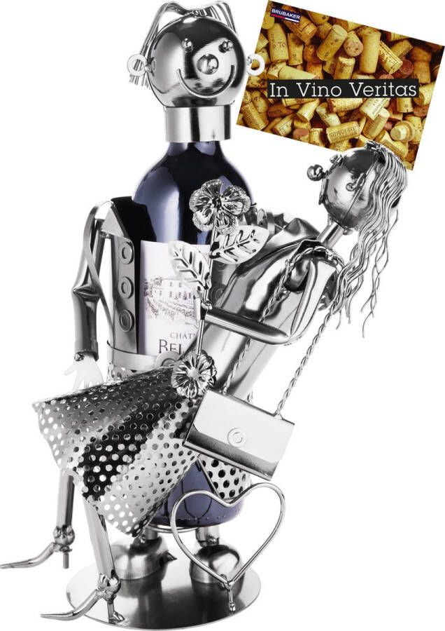 Brubaker Flessenhouder Liefdespaar Metalen sculptuur met cadeaukaart