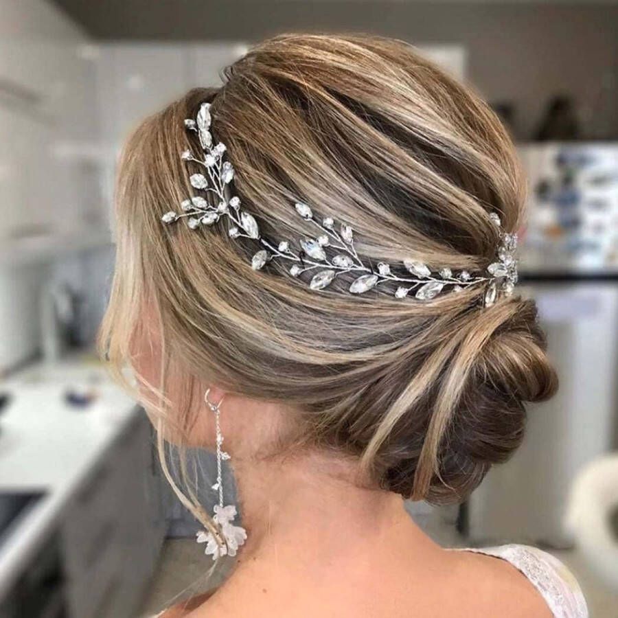 Bruid bruiloft hoofdband kristal zilver bladeren bruids haaraccessoires strass hoofddeksel voor bruid en bruidsmeisjes