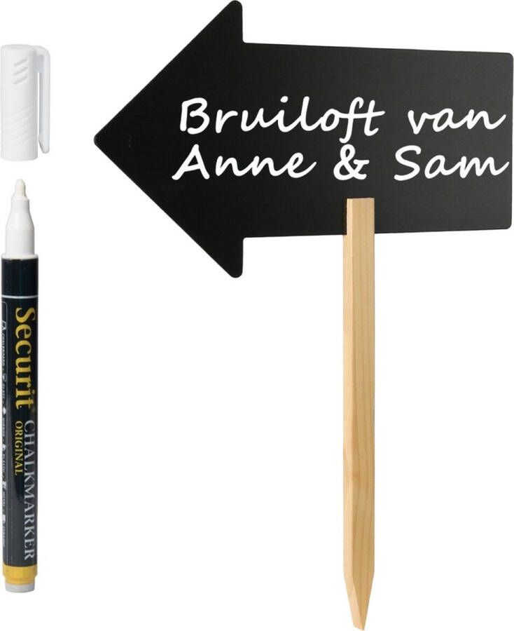 Merkloos Bruiloft feest wegwijzer bord pijl incl. witte krijtstift H54 cm Krijtborden